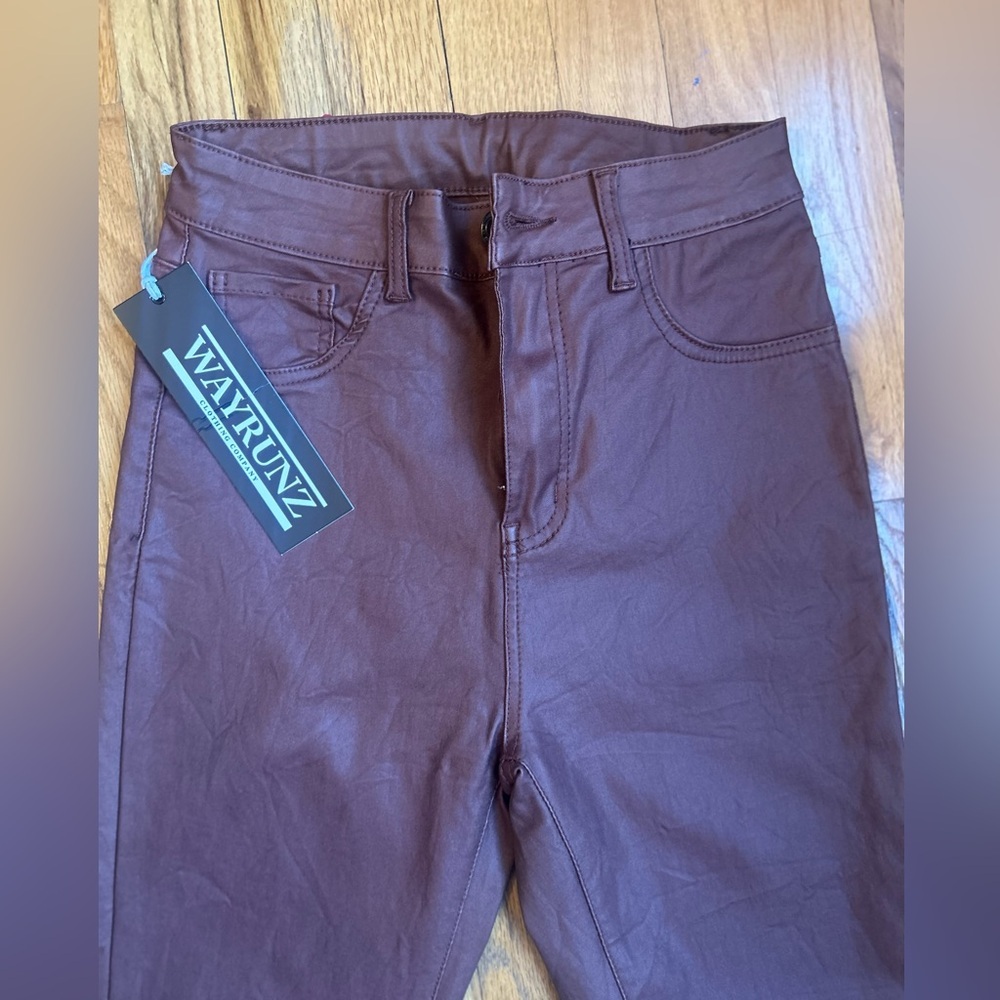 Women’s faux leather pants coffee color Size 7
